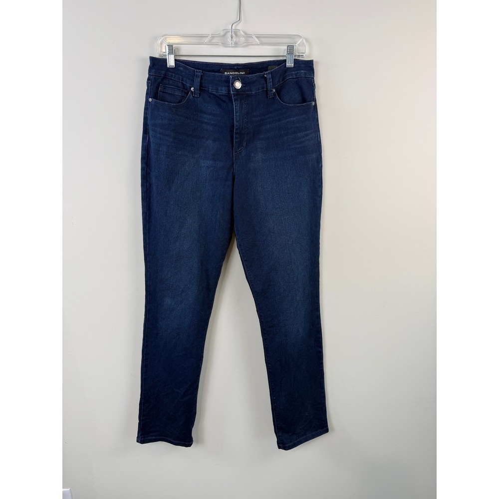 Bandolino Mandie Jeans Women 10 Blue Dark Wash High Rise Straight Leg Stretch